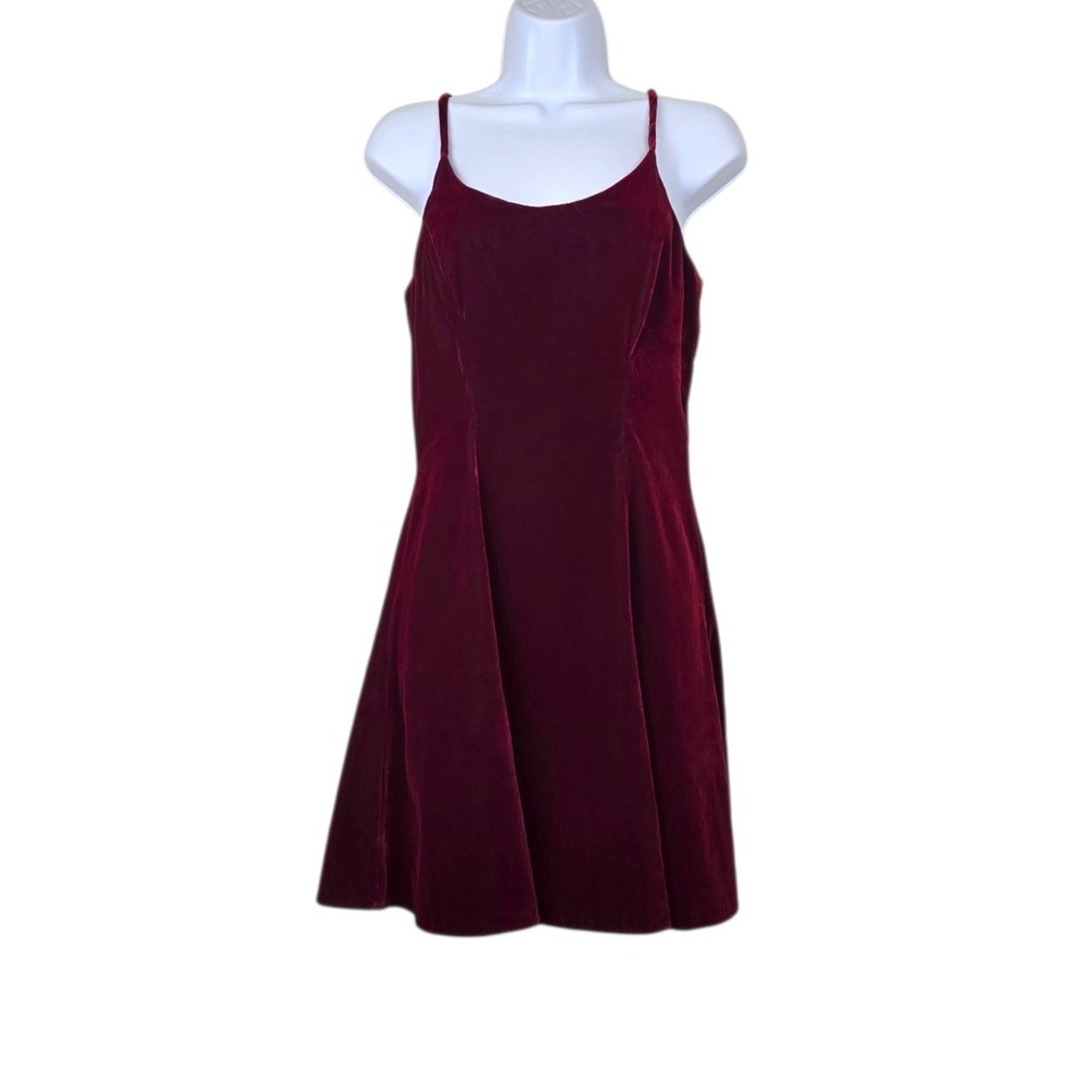 Rampage Womens Vintage Sleeveless Burgundy Velvet Mini Dress Size 7
